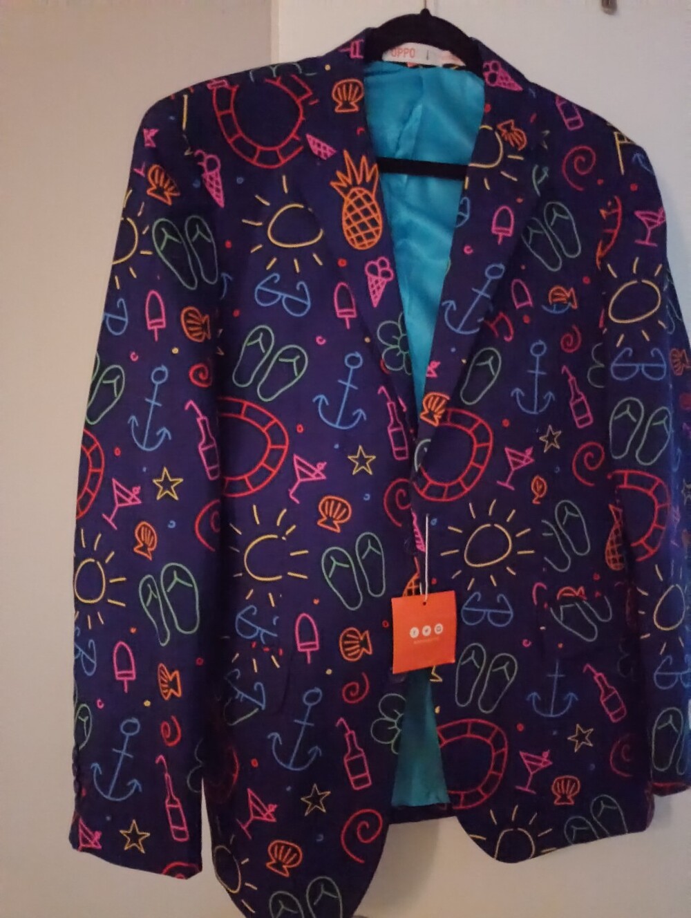 Oppo Navy Blazer with Neon Nautical Print